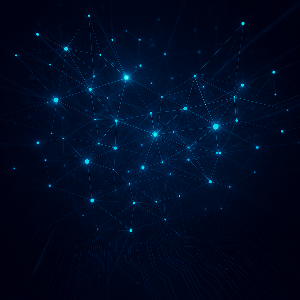 Abstract network visualization representing AI-driven cybersecurity